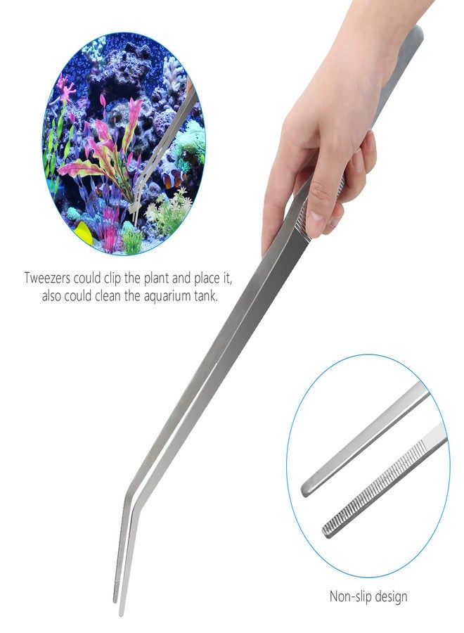 Liveek Aquarium Aquascape Tools Kit 15in, 4 in 1 Anti-Rust Aquatic Plant Aquascaping Tool Stainless Steel Tweezers Scissor Spatula for Aquarium Tank Clean Fish Tank Aquascape Accessories Set(Silver) - Image 4